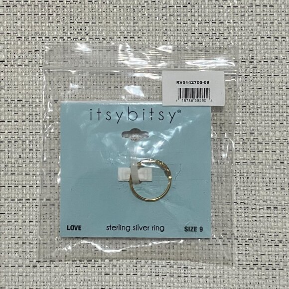 NWT Itsy Bitsy Love Cubic Zirconia 14K Gold Over Silver Ring Size 9 - Picture 3 of 5